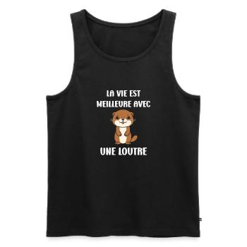 Humour petite loutre - Débardeur bio Premium Homme - noir - Devant - AI Model Male 178 light (178cm)