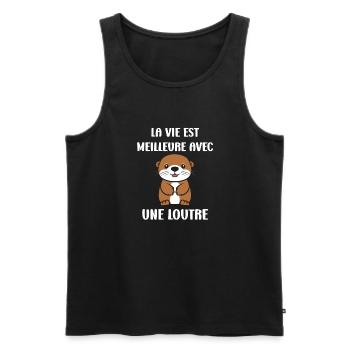 Humour petite loutre - Débardeur bio Premium Homme - noir - Devant - AI Model Male 178 light (178cm)