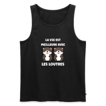 Humour petite loutre - Débardeur bio Premium Homme - noir - Devant - AI Model Male 178 light (178cm)