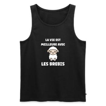 Bébé mouton petit brebis - Débardeur bio Premium Homme - noir - Devant - AI Model Male 178 light (178cm)