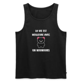 Ours en peluche petit nounours - Débardeur bio Premium Homme - noir - Devant - Michal (187cm)