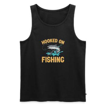 Pêche au saumon Pêcheur de saumon - Débardeur bio Premium Homme - noir - Devant - Michal (187cm)