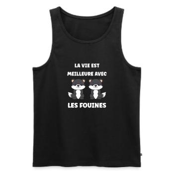 Humour petite fouine - Débardeur bio Premium Homme - noir - Devant - Michal (187cm)