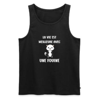 Humour petite fouine - Débardeur bio Premium Homme - noir - Devant - Michal (187cm)