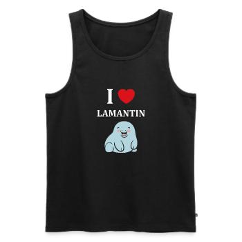 Drôle bébé minimaliste simple petit lamantin - Débardeur bio Premium Homme - noir - Devant - AI Model Male 178 light (178cm)