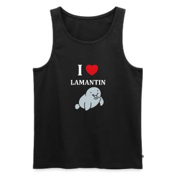 Drôle bébé minimaliste simple petit lamantin - Débardeur bio Premium Homme - noir - Devant - AI Model Male 178 light (178cm)