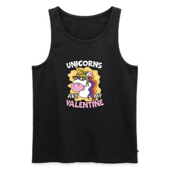Valentine's Day Gift February 14 Cute Unicorn - Men's Premium Organic Tank Top - black - Front - AI Model Male 178 light (178cm)