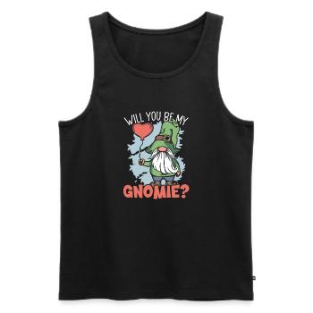 Valentine's Day Gnome February 14 Gardening Garden - Men's Premium Organic Tank Top - black - Front - AI Model Male 178 light (178cm)