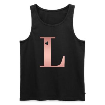 Buchstabe L roségold - Männer Premium Bio Tank Top - Schwarz - Vorne - AI Model Male 178 light (178cm)