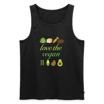 Love the vegan - Men's Premium Organic Tank Top - black - Front - Michal (187cm)