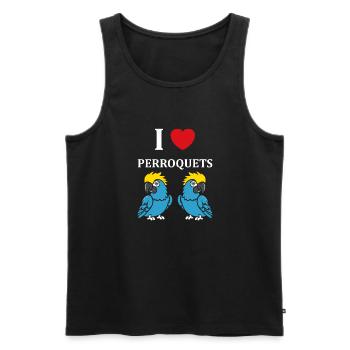 Humour petit perroquet - Débardeur bio Premium Homme - noir - Devant - Michal (187cm)