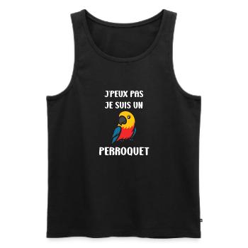 Humour petit perroquet - Débardeur bio Premium Homme - noir - Devant - Michal (187cm)