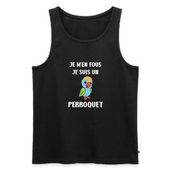 Humour petit perroquet - Débardeur bio Premium Homme - noir - Devant - Michal (187cm)
