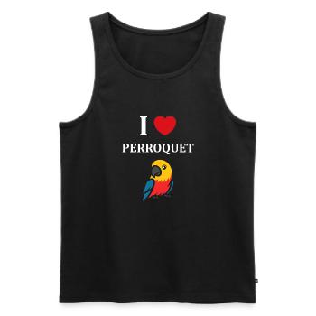 Humour petit perroquet - Débardeur bio Premium Homme - noir - Devant - Michal (187cm)