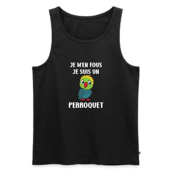 Humour petit perroquet - Débardeur bio Premium Homme - noir - Devant - Michal (187cm)