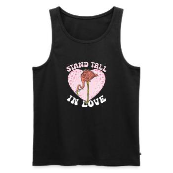 February 14 Valentine's Day Gift Cute Flamingo - Men's Premium Organic Tank Top - black - Front - AI Model Male 178 light (178cm)