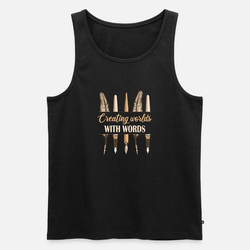 Autor Creating Worlds - Männer Premium Bio Tank Top - Schwarz