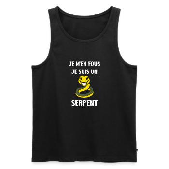 Humour petit serpent - Débardeur bio Premium Homme - noir - Devant - Michal (187cm)