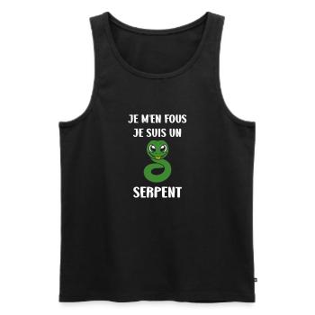 Humour petit serpent - Débardeur bio Premium Homme - noir - Devant - Michal (187cm)