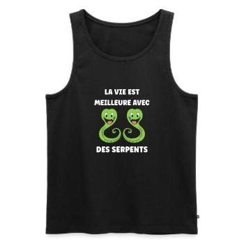 Humour petit serpent - Débardeur bio Premium Homme - noir - Devant - Michal (187cm)