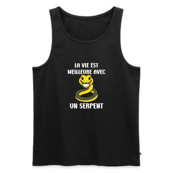 Humour petit serpent - Débardeur bio Premium Homme - noir - Devant - Michal (187cm)
