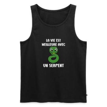 Humour petit serpent - Débardeur bio Premium Homme - noir - Devant - Michal (187cm)