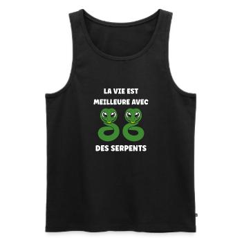Humour petit serpent - Débardeur bio Premium Homme - noir - Devant - Michal (187cm)