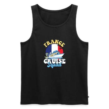 Voyage de vacances en famille France Cruise Squad - Débardeur bio Premium Homme - noir - Devant - AI Model Male 178 light (178cm)