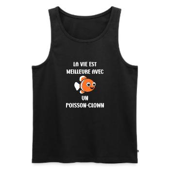 Humour petit poisson clown - Débardeur bio Premium Homme - noir - Devant - Michal (187cm)