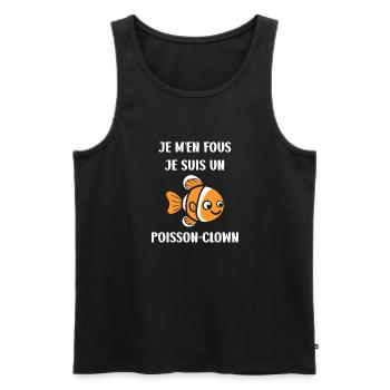 Humour petit poisson clown - Débardeur bio Premium Homme - noir - Devant - Michal (187cm)