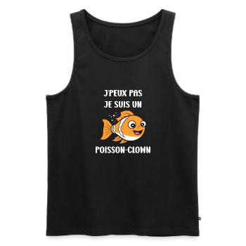 Humour petit poisson clown - Débardeur bio Premium Homme - noir - Devant - Michal (187cm)