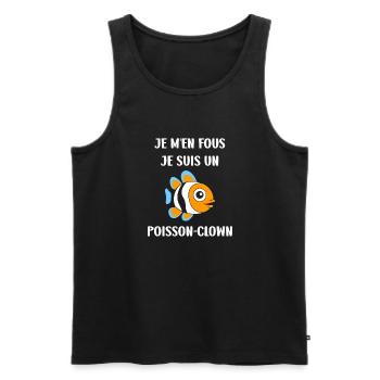 Humour petit poisson clown - Débardeur bio Premium Homme - noir - Devant - Michal (187cm)