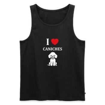 Humour chien petit caniche - Débardeur bio Premium Homme - noir - Devant - Michal (187cm)