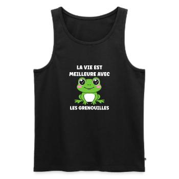 Petite grenouille - Débardeur bio Premium Homme - noir - Devant - Michal (187cm)