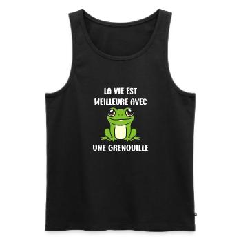 Petite grenouille - Débardeur bio Premium Homme - noir - Devant - Michal (187cm)