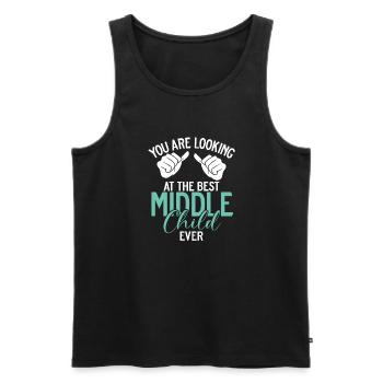 Middle Child Gifts - Men's Premium Organic Tank Top - black - Front - AI Model Male 178 light (178cm)