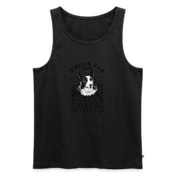 Je ne peux pas mon border collie veut pas - Débardeur bio Premium Homme - noir - Devant - Michal (187cm)