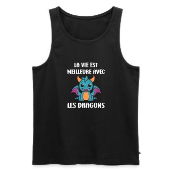 Bébé dragon - Débardeur bio Premium Homme - noir - Devant - Michal (187cm)