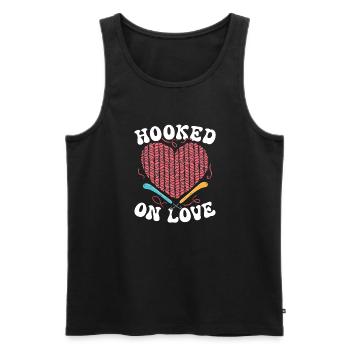 February 14 Valentine's Day Crochet Knitting Sewing - Men's Premium Organic Tank Top - black - Front - AI Model Male 178 light (178cm)