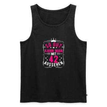 So Gut Kann Man Mit 42 Aussehen, 42. Geburtstag - Männer Premium Bio Tank Top - Schwarz - Vorne - Michal (187cm)