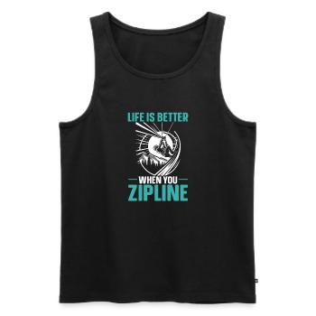 Zipline Lover Zipliner Extreme Adventure High Wire - Men's Premium Organic Tank Top - black - Front - Michal (187cm)