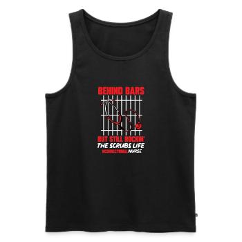 Pénitencier d’infirmières - Débardeur bio Premium Homme - noir - Devant - Michal (187cm)
