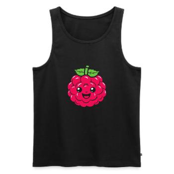 Himbeere - Männer Premium Bio Tank Top - Schwarz - Vorne - AI Model Male 178 light (178cm)