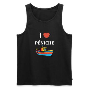 Bateau humour péniche - Débardeur bio Premium Homme - noir - Devant - Michal (187cm)