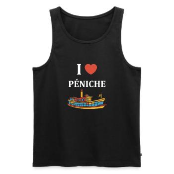 Bateau humour péniche - Débardeur bio Premium Homme - noir - Devant - Michal (187cm)