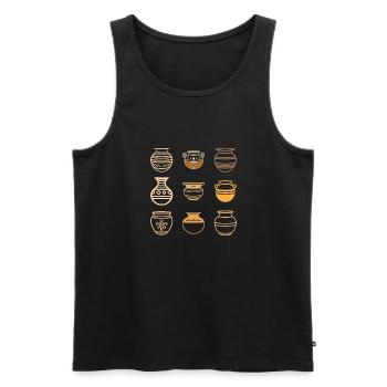 Humour pots de Poterie - Débardeur bio Premium Homme - noir - Devant - Michal (187cm)