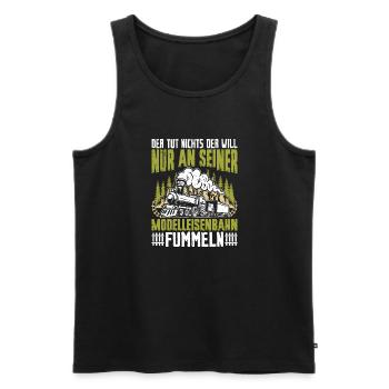Modelleisenbahn Eisenbahn Geschenkidee - Männer Premium Bio Tank Top - Schwarz - Vorne - Michal (187cm)