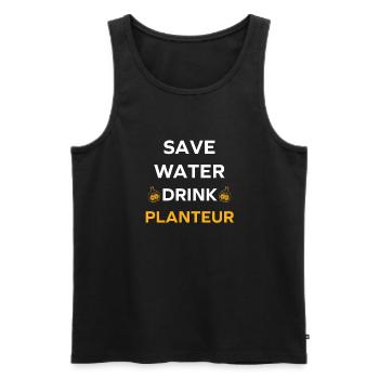 Humour punch planteur - Débardeur bio Premium Homme - noir - Devant - Michal (187cm)