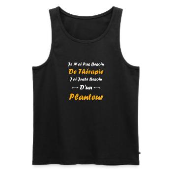Humour punch planteur - Débardeur bio Premium Homme - noir - Devant - Michal (187cm)