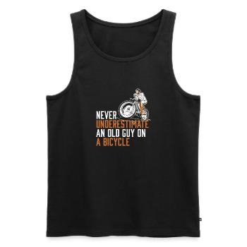 Ne sous-estimez jamais un vieil homme à vélo - Débardeur bio Premium Homme - noir - Devant - Michal (187cm)
